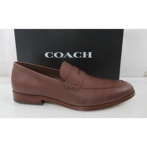 Men's Coach Declan Penny Loafer Dress Leather Dark Saddle Brown Size 10.5